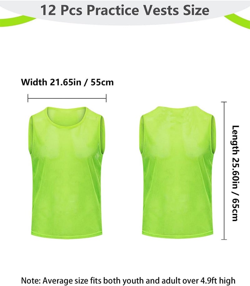 Mofech 12 Pack Pro Training Pinnies for Youth & Adult Mesh High-Vis Scrimmage Vests for Soccer, Basketball, Volleyball Teams - Image 2
